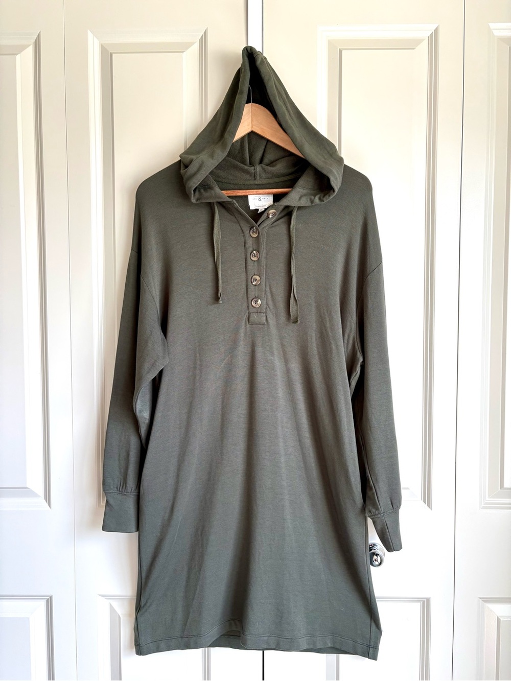 LOFT Lou & Gray Signaturesoft Green Hooded Long Sleeve Sweatshirt Dress Size M